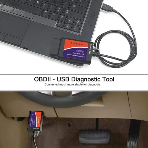 Vista 7 de Adaptador USB ELM327 OBD2 Escáner para Windows, herramienta de escaneo de diagnóstico ELMconfig FoCCCus con interruptor MS-Can/HS-Can para vehículos