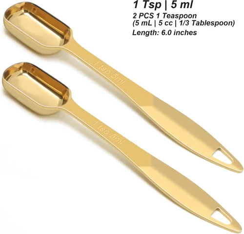 Vista 2 de 2 piezas de 1 cucharadita (0.2 onzas líquidas 1 cucharadita 1/3 cucharadas 5 cc 1/6 oz) cuchara medidora de acero inoxidable, cuchara