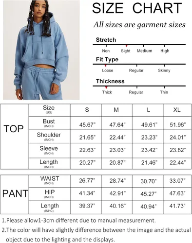Vista 5 de COZYPOIN Conjunto de 2 piezas de forro polar para mujer, sudadera corta y pantalones con capucha