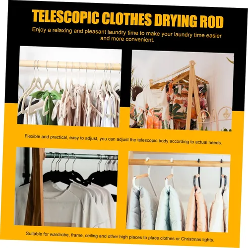 Vista 4 de Accesorios de tendedero de aleación, varillas de ropa ajustables, bastón de secado de ropa, colgador de abrigo para secar y colgar (dorado)