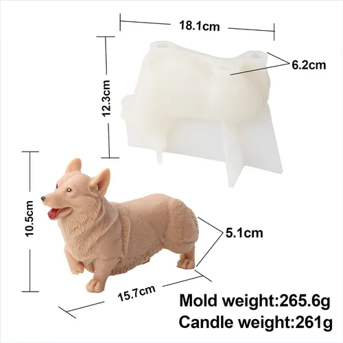 Vista 3 de Molde de silicona para velas 3D para perros, molde de jabón de animales para chocolate, dulces, decoración de pasteles, vela de cera de soja, jabón