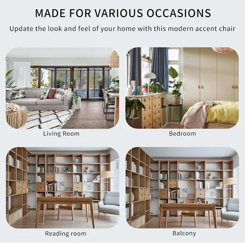 Vista 7 de Harper & Bright Designs Silla giratoria de 360 grados, moderna silla tapizada de terciopelo, silla suave con cojín de asiento para sala de estar