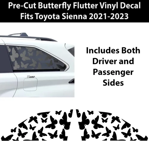 Vista 4 de BOGAR TECH DESIGNS Calcomanías de vinilo precortadas con estampado de mariposas de animales para ventana de un cuarto compatibles con Toyota Sienna