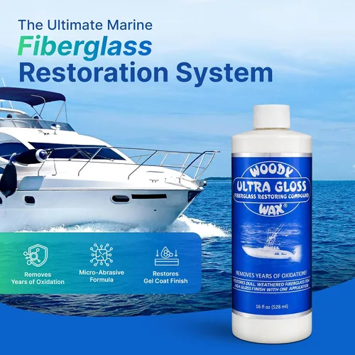 Vista 2 de Woody Wax Compuesto restaurador ultra brillante, removedor de oxidación y restauración de fibra de vidrio de grado profesional para barcos y yates