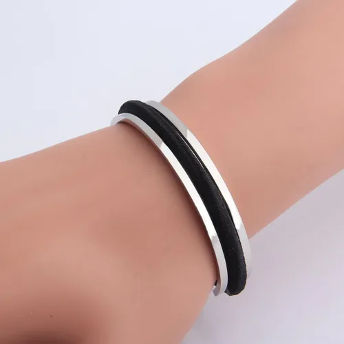 Vista 6 de Zuo Bao Pulsera de lazo para el cabello, pulsera de acero inoxidable para mujer, Metal