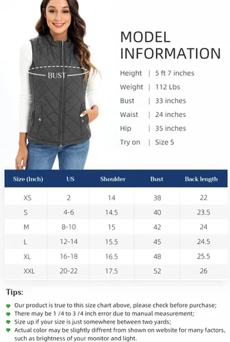 Vista 4 de Xeoxarel Chaleco acolchado para mujer, chaleco acolchado (disponible en 2 bolsillos interiores)