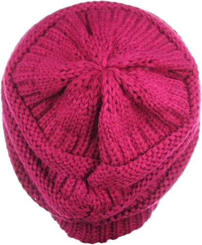 Vista 3 de C.C - Gorro de punto trenzado, elástico, moderno, grueso, suave y abrigado