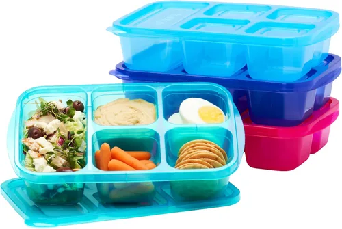 Vista 10 de Bentgo Easyboxes - Contenedores de alimentos reutilizables de 5 compartimentos, juego de 8 piezas, 4 bandejas y 4 tapas, almacenamiento de alimentos