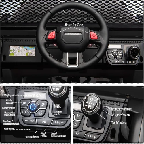 Vista 5 de SEHOMY - Camioneta eléctrica de 2 plazas para niños con control remoto, auto eléctrico de 12 V para niños de 3 años - Suspensión de resorte, luces