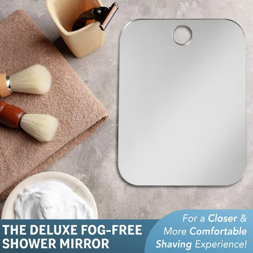Vista 4 de Shave Well - Espejo de ducha con gancho adhesivo antivaho y espejo de ducha de succión de pared de viaje para hombres y mujeres, portátil, de mano