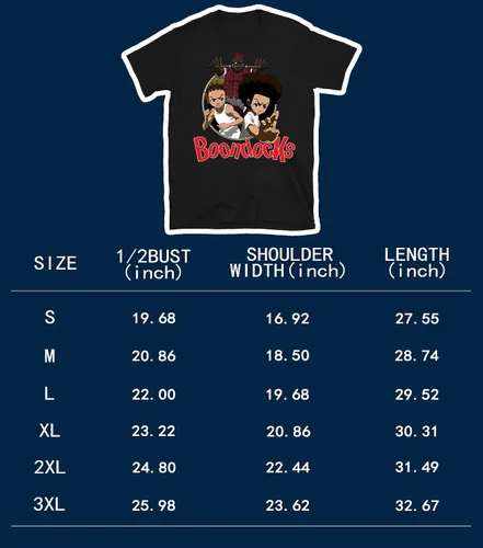 Vista 6 de The Boondocks Camiseta casual de manga corta con personajes de dibujos animados, color negro, camisetas unisex