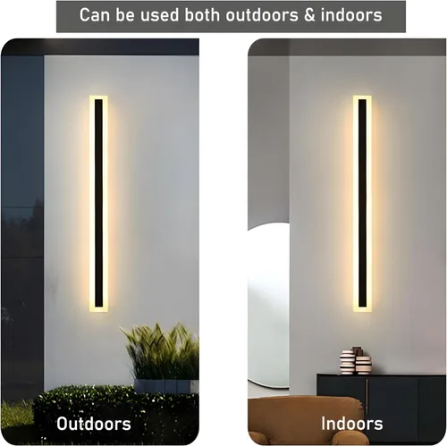 Vista 5 de Paquete de 2 lámparas de pared LED modernas de 59 pulgadas, 45 W, impermeable, IP65, blanco cálido, 110 V, lámpara de pared rectangular negra