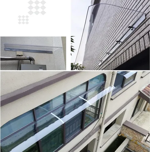 Vista 9 de Toldo moderno para exteriores, toldo transparente para puerta delantera, toldo invisible, cubierta de policarbonato con protección UV, refugio