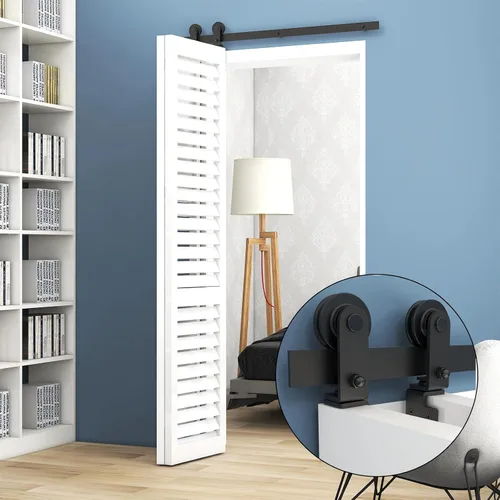 Vista 8 de TSMST Kit de herrajes para puerta de granero de 3 pies/36 pulgadas para puertas plegables para 2 puertas, kit de herrajes para puerta de granero