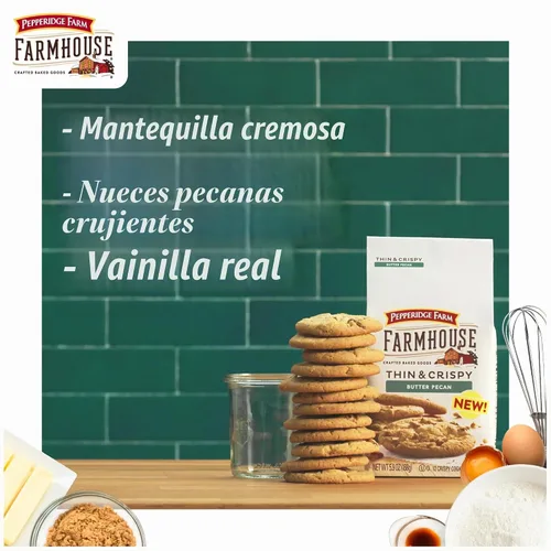 Vista 4 de Pepperidge Farm Farmhouse - Galletas finas y crujientes de mantequilla pecana, bolsa de 5.9 onzas