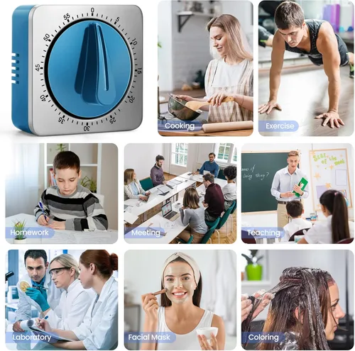 Vista 6 de Temporizadores de Cocina para Cocinar, Reloj Temporizador de Cocina de Chef con Alarma Fuerte, Temporizador de Escritorio 100% Mecánico - No