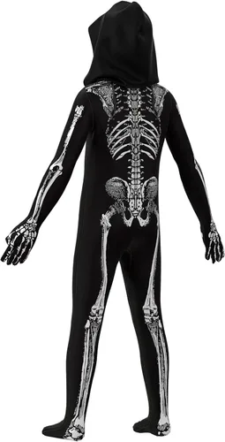 Vista 8 de OEBLD Enterizo unisex – Disfraz de Halloween en blanco y negro aterrador compatible con cos como un esqueleto