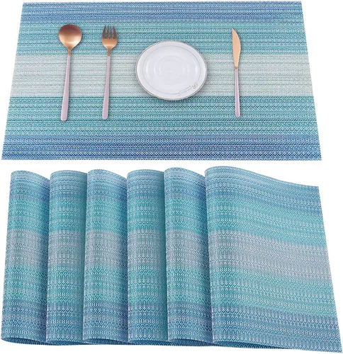 Vista 9 de HeloHo Juego de 4 manteles individuales de rejilla blanca y negra, lavables, de vinilo, lavables, para cocina, comedor, decoración de mesa