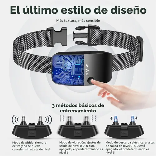 Vista 2 de NBJU - Collar antiladridos para perros, collar de adiestramiento antiladridos recargable, con 7 niveles de vibración ajustables de sensibilidad e