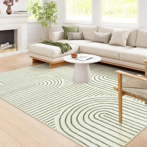 Vista 7 de Lahome Alfombras lavables abstractas, alfombra azul de 4 x 6 pies para dormitorio, guardería, suave, antideslizante, moderna, alfombra ultradelgada