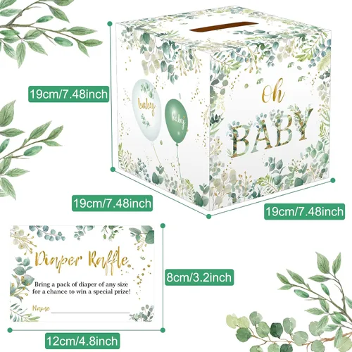 Vista 2 de Gersoniel Juegos de baby shower, caja de rifas de pañales con 50 boletos para rifas de pañales, decoración de fiesta de baby shower, kit de juego