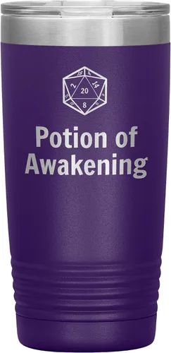 Vista 10 de Vaso D20 Potion of Awakening de 20 onzas, regalo novedoso para D&D Cup Dnd Dungeons and Dragons, vasos aislados Negro