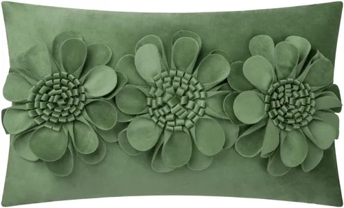 Vista 13 de JWH - Funda de almohada de flores 3D, terciopelo, rosa brillante, 12 x 20 pulgadas Acento decorativo de girasol, diseño floral lumbar, cama
