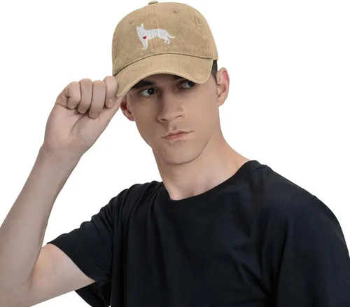 Vista 4 de Gorra de béisbol ajustable para mujer y hombre con diseño de pastor alemán con patrón de corazón, gorra clásica de 6 paneles Snapback para papá