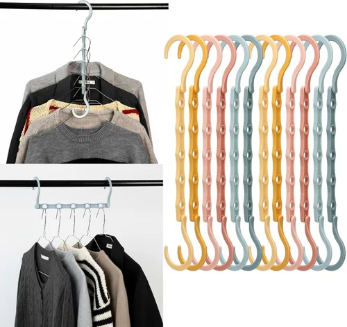 Vista 10 de Mr. Pen - Perchas de ahorro de espacio para ropa, 12 piezas, color negro, perchas de plástico para ropa que ahorran espacio, 5 ranuras, ganchos