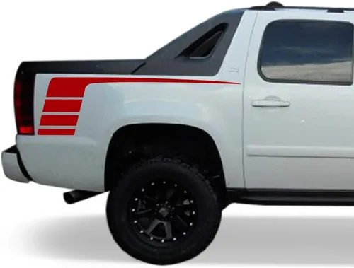 Vista 3 de Side Racing - Adhesivo de vinilo con rayas para cama compatible con Chevrolet Avalanche 2007-2013 (negro)
