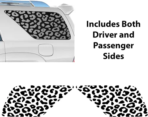 Vista 4 de BOGAR TECH DESIGNS - Calcomanías precortadas de leopardo para ventana trasera de cuarto lateral compatible con Toyota 4Runner 2003-2009, negro mate