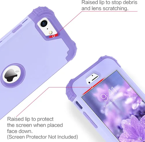 Vista 4 de BENTOBEN Funda para iPhone SE 2022 y iPhone SE 2020, resistente 3 en 1, cuerpo completo, resistente, a prueba de golpes, híbrida de policarbonato