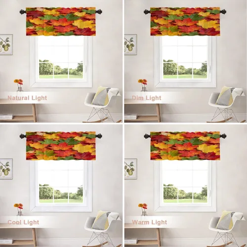 Vista 50 de Shrahala Orange Autumn Autumn Blackout Curtain Tiers, Fall Kitchen Valance Light Blocking Tier Drapes with Rod Pocket, 2 Pack 26 X 24 in