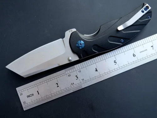 Vista 2 de Eafengrow EF932 Cuchillo de bolsillo G10 Mango D2 Cuchillo de hoja de acero con rodamiento de bolas, cuchillo abierto seguro para camping, Negro