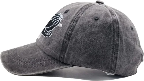 Vista 3 de Jesús Praying Hands Cross - Gorro de béisbol para hombres y mujeres, ajustable bordado