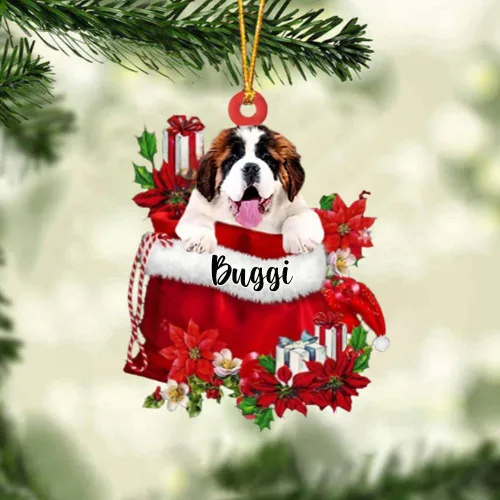 Vista 54 de Perro Akita Inu personalizado en bolsa de regalo, adorno de Navidad, nombre personalizado, regalo para amantes de los perros, familia, Navidad