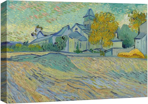 Vista 16 de Van Gogh - Lienzo con diseño giclée de olivos con cielo amarillo y sol, arte de pared de galería, estirado y enmarcado, listo para colgar, 24 x 36