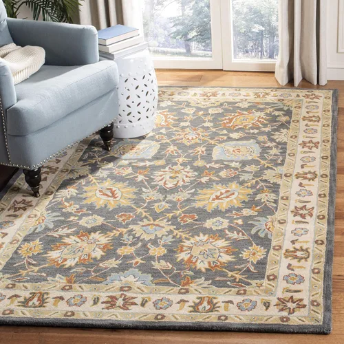 Vista 18 de SAFAVIEH Classic Collection - Alfombra decorativa de 2 x 3 pies, marfil y azul claro, hecho a mano, lana oriental tradicional, ideal para zonas