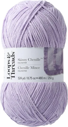 Vista 10 de Loops & Threads Hilo fino de chenilla - Hilo para tejer, ganchillo, tejer y manualidades - Azul, poliéster, 8.75 oz Azul Pájaro