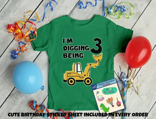 Vista 4 de Tstars Camisa de tercer cumpleaños para niños pequeños de 3 años de edad fiesta de construcción