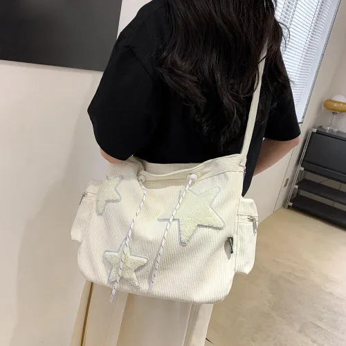 Vista 2 de Lindo bolso de mensajero kawaii de lona, bolso cruzado estético para mujeres y hombres, bolsa de mensajero con solapa