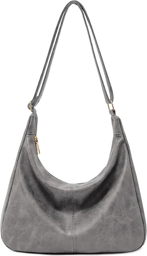 Vista 11 de NIUEIMEE ZHOU Bolsos Hobo para mujer Bolso de hombro de cuero vegano plegable Bolso de mano holgado Bolso bandolera