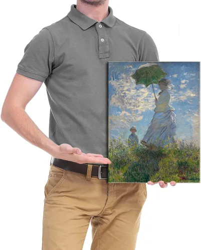 Vista 7 de Wieco Art Mujer con un parasol Madame Monet y su hijo Impresiones en lienzo Arte de pared de Claude Monet famosas pinturas al óleo clásicas
