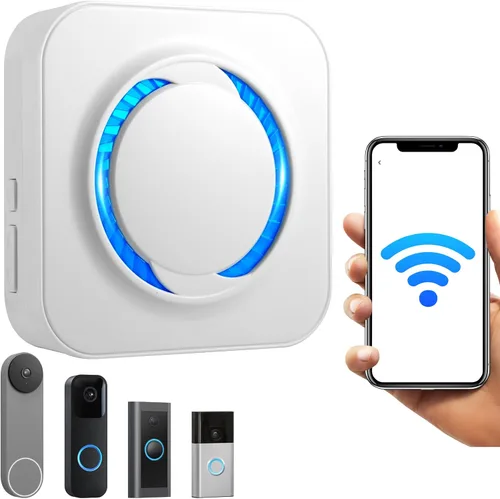 Vista 9 de Timbre inalámbrico inteligente para Ring, Blink, Google Nest - Paquete de 2, más de 99 ampliables, funciona con Alexa, sin cableado/suscripción, sin