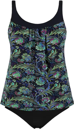 Vista 4 de Hilor Traje de baño tankini para mujer, con control de abdomen, traje de baño tankini de dos piezas, ajuste holgado