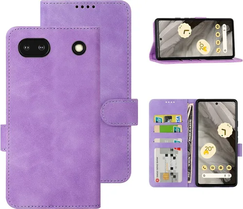 Vista 13 de Funda tipo cartera con tapa para Google Pixel 6a, [piel sintética + parachoques de TPU] [3 ranuras para tarjetas] [función de soporte]
