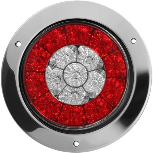 Vista 4 de Partsam 2 luces traseras LED redondas de 4 pulgadas para remolque, luces traseras blancas y rojas, montaje de brida, 16 LED DC 12 V, selladas
