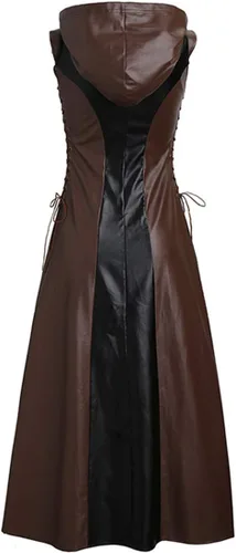 Vista 4 de Vestido medieval renacentista steampunk gótico con capucha para mujer, disfraz de cosplay