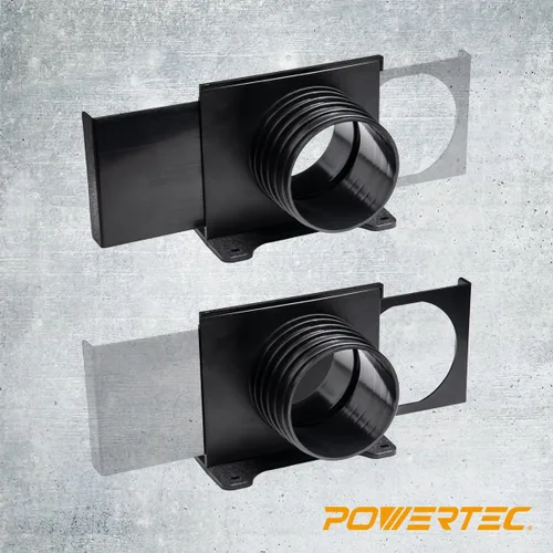 Vista 4 de POWERTEC 70358V Compuerta de Explosión de Montaje en Pared de 4 Pulgadas con Soporte, Accesorio de Recolección de Polvo Roscado - 1 Paquete
