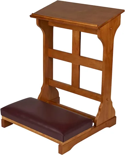 Vista 2 de CB Church Supply - Rodillera acolchada plegable de arce macizo con cruz, Madera - Arce